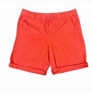 GAP Orange Red Bermuda Chino Shorts Pockets Cotton Rollup boyfriend size 2 XS